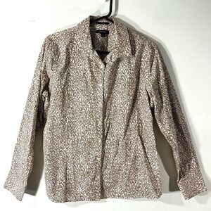 Lands End No Iron Supima Leopard Print Blouse